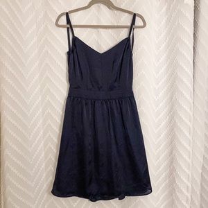 Navy Silk Open Back Cocktail Dress